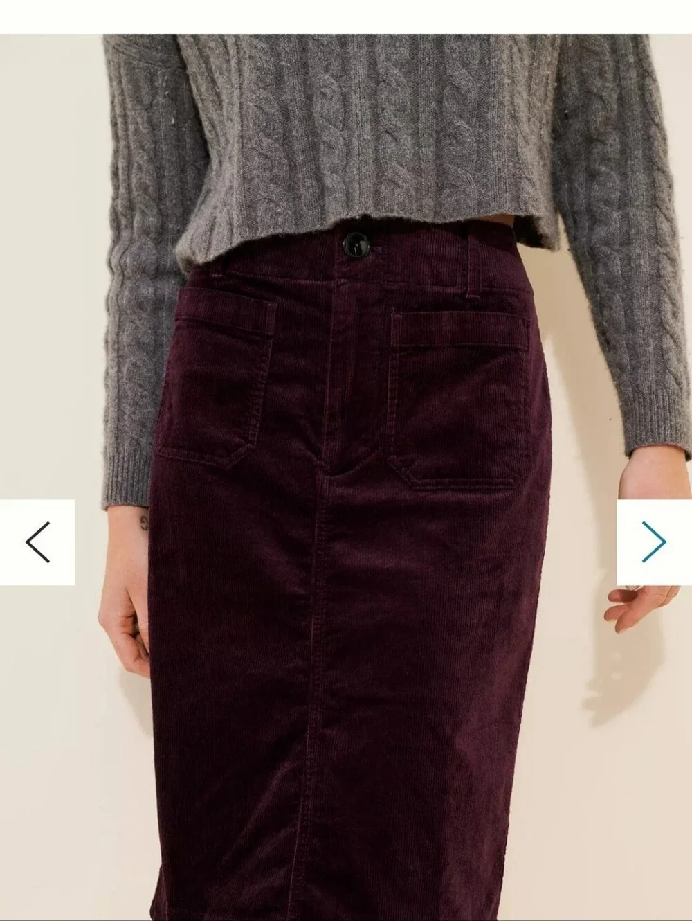 Maeve The Colette Skirt: Corduroy Edition in Deep Purple. Size 2x